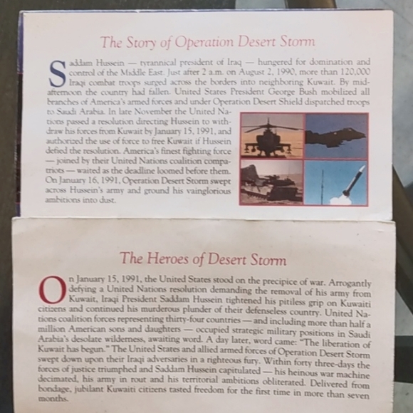 1991 Marshall Islands Heroes of Desert Storm $5 Commemorative Coin - Picture 4 of 5